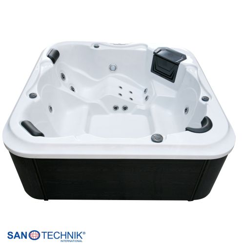 Sanotechnik - TIROL OUTDOOR WHIRLPOOL white marble inkl. Abdeckung und Stiege 210x210x80 cm