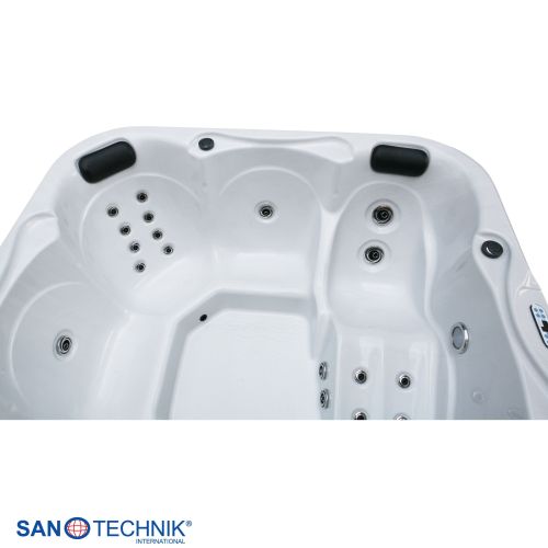 Sanotechnik - TIROL OUTDOOR WHIRLPOOL white marble inkl. Abdeckung und Stiege 210x210x80 cm