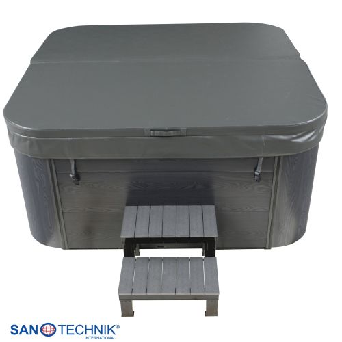 Sanotechnik - TIROL OUTDOOR WHIRLPOOL white marble inkl. Abdeckung und Stiege 210x210x80 cm