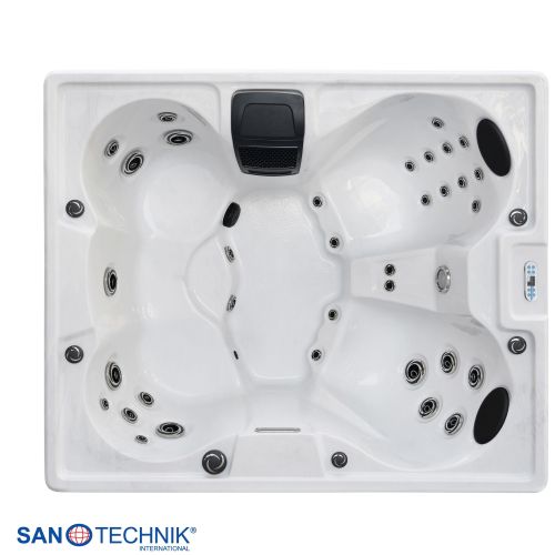 Sanotechnik - CATANIA OUTDOOR WHIRLPOOL white marble inkl. Abdeckung 210x180x82 cm