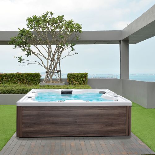 Sanotechnik - CATANIA OUTDOOR WHIRLPOOL white marble inkl. Abdeckung 210x180x82 cm