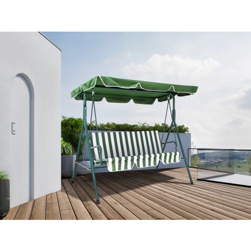 Hollywoodschaukel grün weiß gestreift 172x112x152 cm