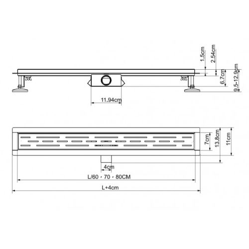 Sanotechnik - Duschrinne 60cm  Nirosta Schwarz-Optik