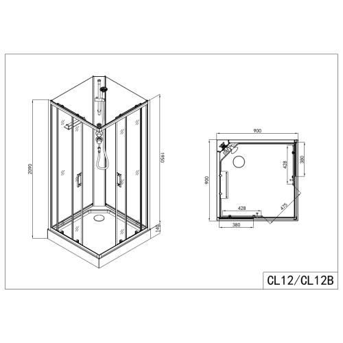 Kompletna ormar DENVER 90x90x210cm crna