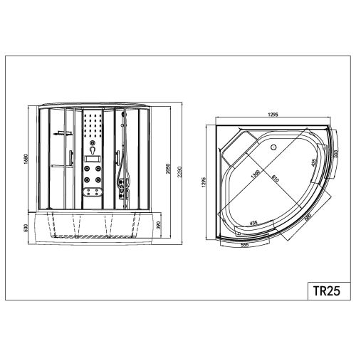 Sanotechnik - Komplettdk CUBA 129,5 x 129,5 x 229 cm