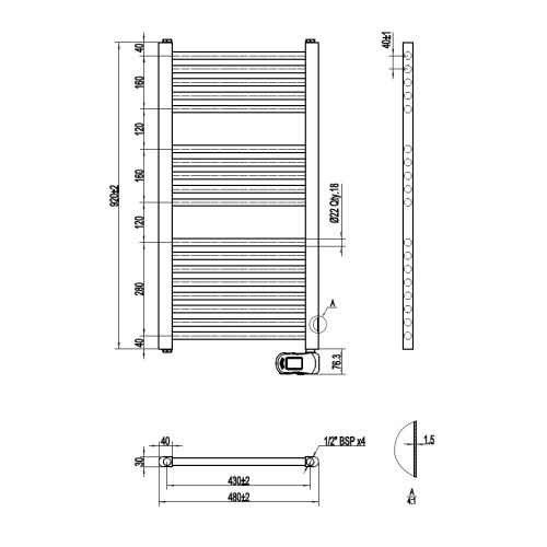 BZ-Heizk. UNO 1 weiß 48x92cm elektrisch