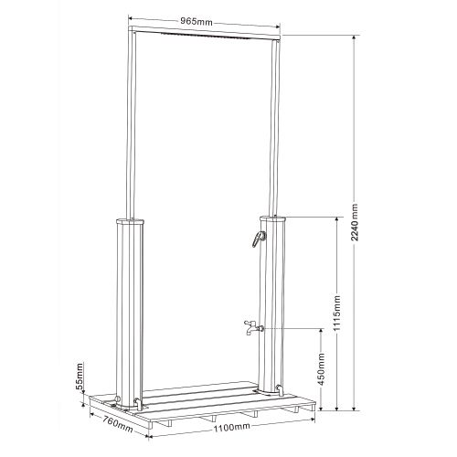 2 fache Solardusche schwarz 40L