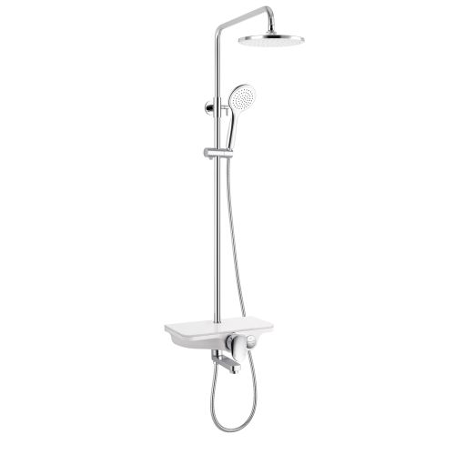 Sanotechnik - Überkopfbrausestangen Set weiß mit Wanneneinlauf