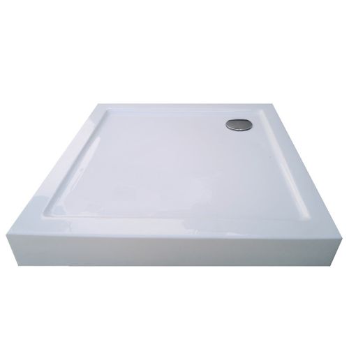 Sanotechnik - Eck-Brausetasse 80x80x12cm m.fixer Sch. weiß