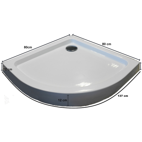 Rund-Brausetasse m.fixer Sch.90x90x12cm weiß