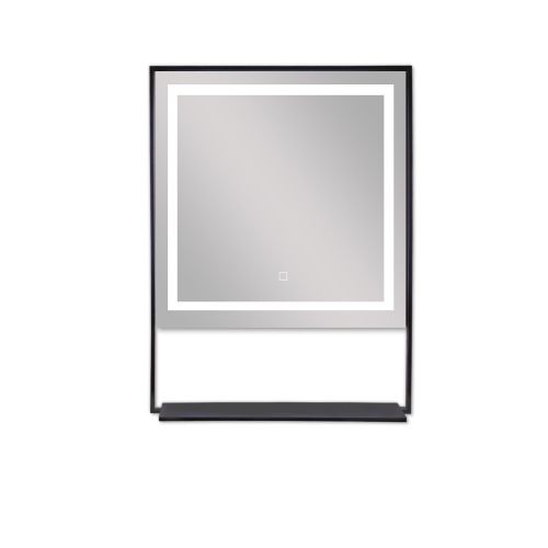 Spiegel mit  indirekter Bel. 60x80cm und Ablage schwarz