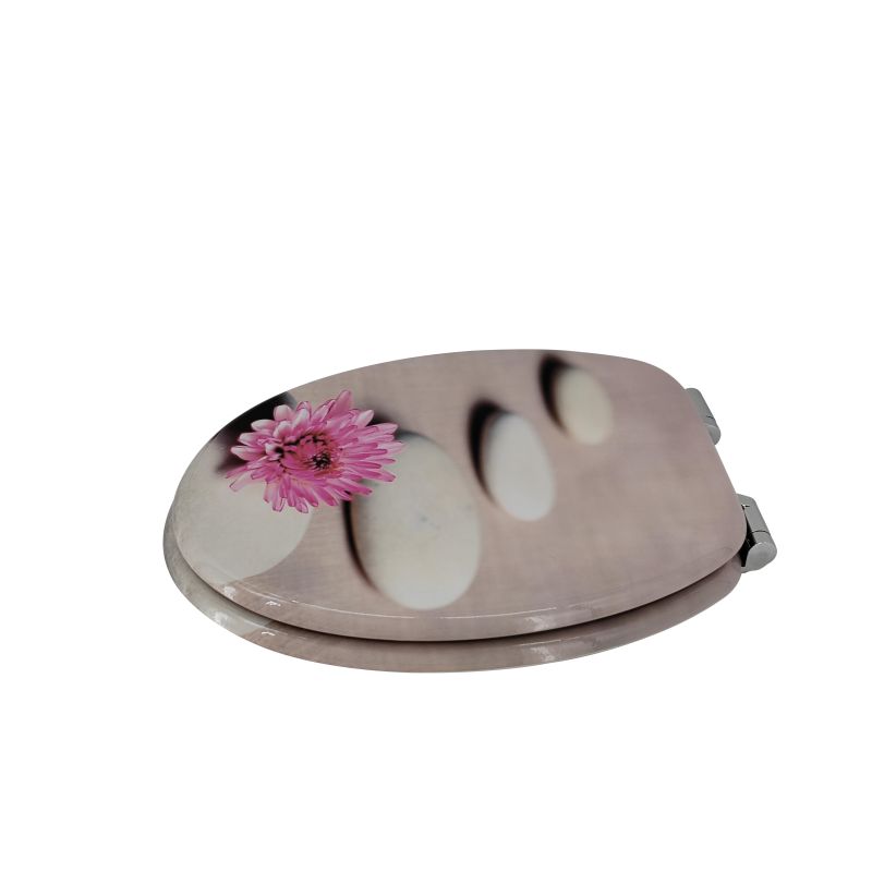 WC ülőke MDF-fából színes SOFTCLOSE virágmintás designnal