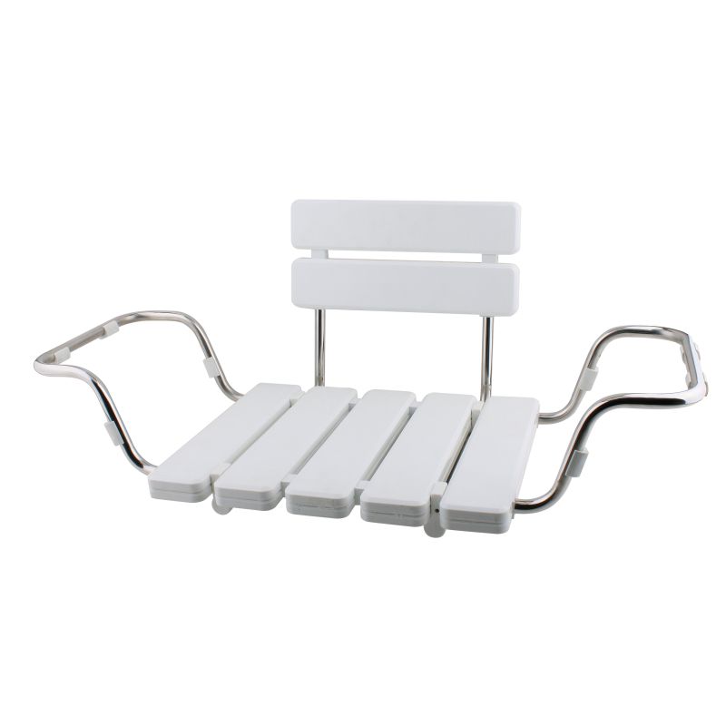 Kopalni sedež z naslonjalom bele barve, 76 x 19, 5 cm