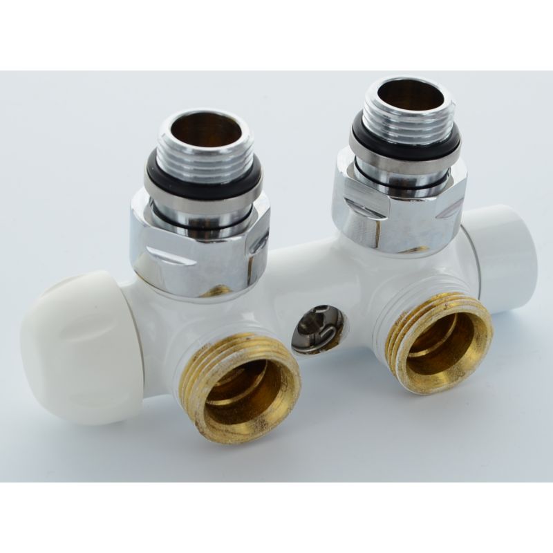 vezni kotni ventil za kopalniške radiatorje, bel