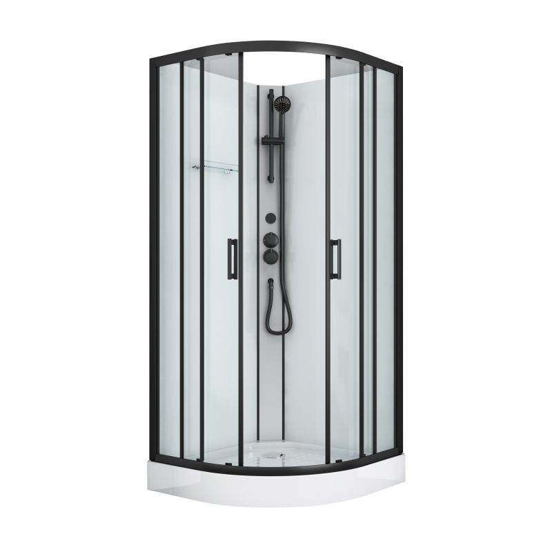 Sanotechnik - Kompletna tuš kabina DALLAS 90x90x210cm črna brez strehe