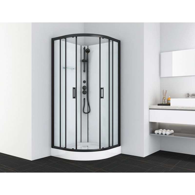 Kompletna tuš kabina DALLAS 90x90x210cm črna brez strehe