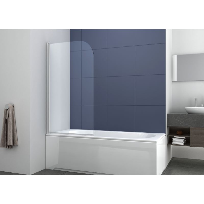 Pregradna stena za kad, krom 80x140cm, 5mm prozorno steklo