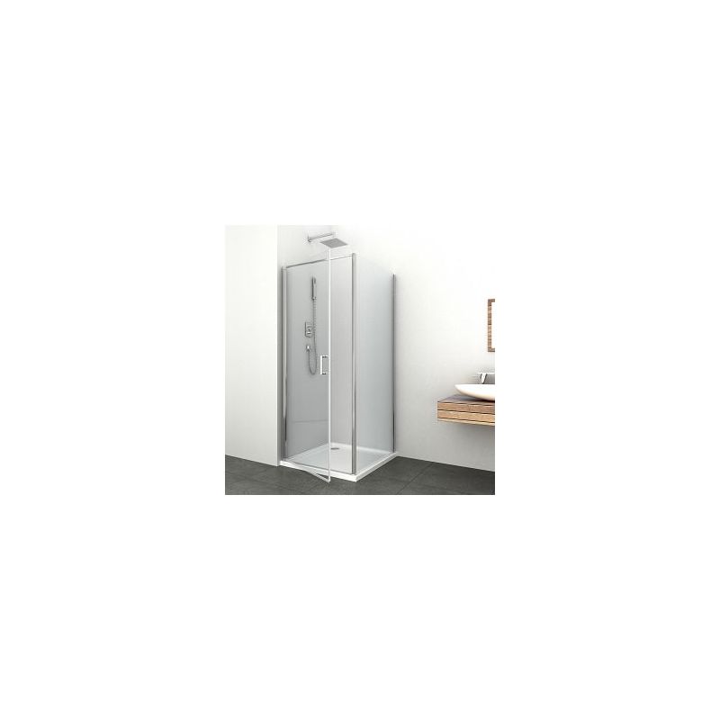 Kotna tuš kabina z nihajnimi vrati in kromiranim fiksnim delom 80x80x195cm
