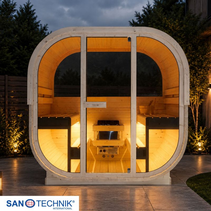 Sanotechnik - HANKO Außensauna für 6 Personen 210x180x210 cm