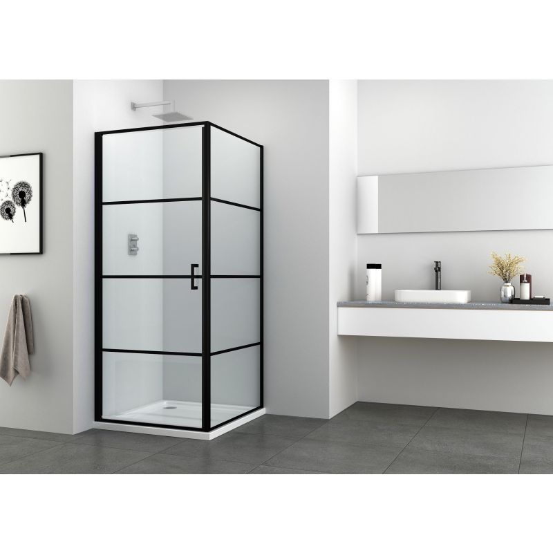 Sanotechnik - Schwenktüre 90cm schwarz matt  88-90x195cm