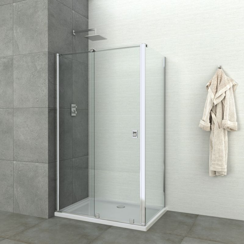 Fiksno steklo 90cm krom 89-90x195cm