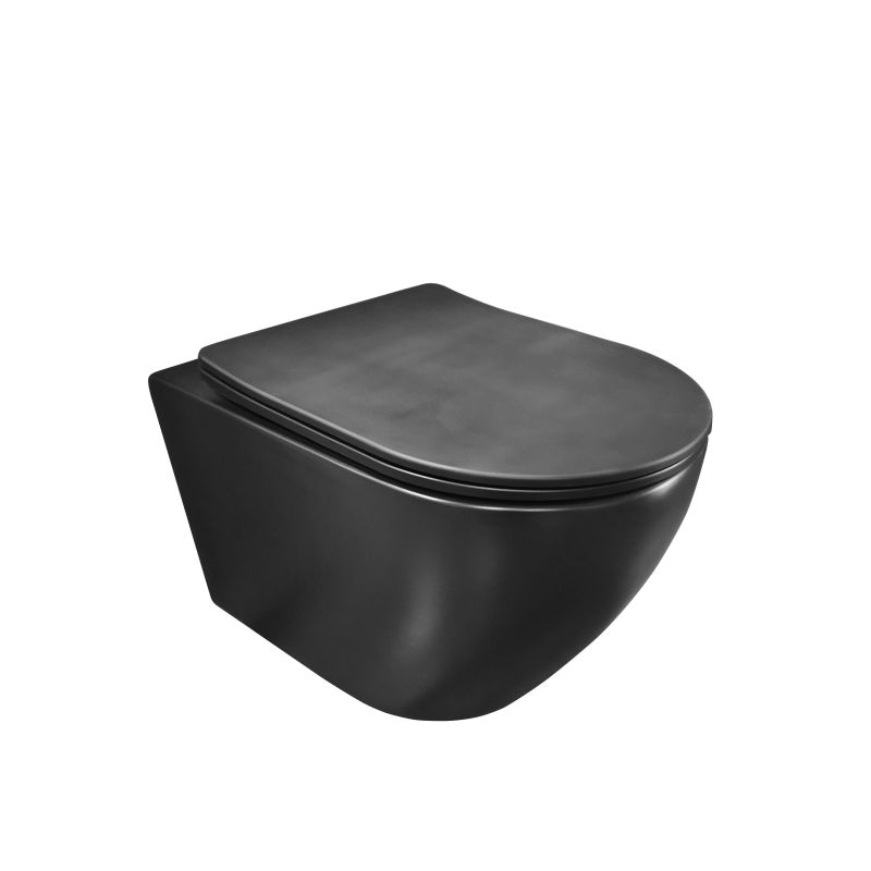 Sanotechnik - UNO stenski WC - črn, mat, brez roba z mehkim zapiranjem