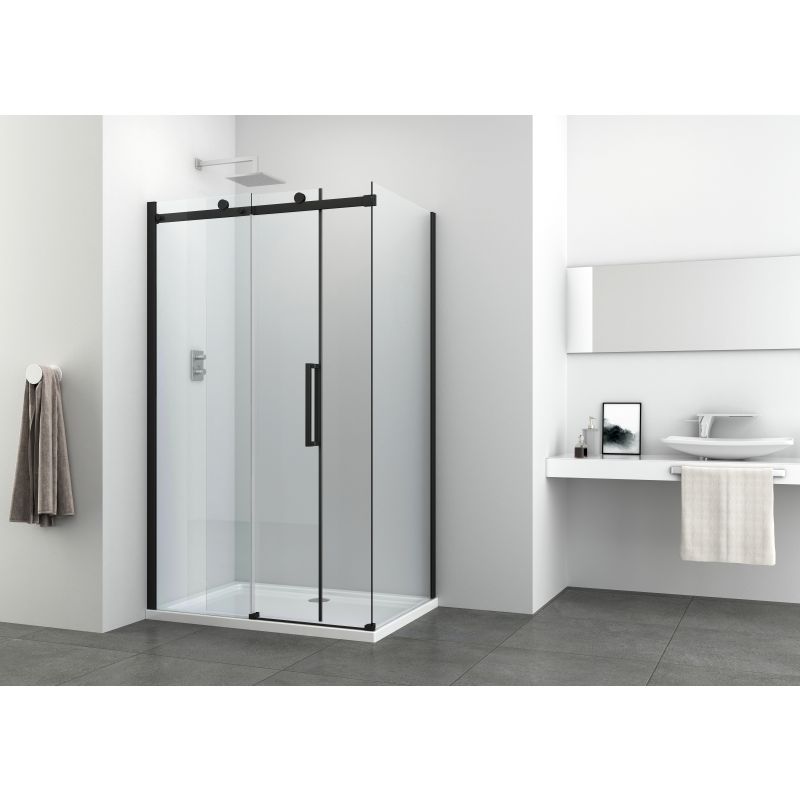 Fixglas 90cm schwarz matt 88-90x195cm