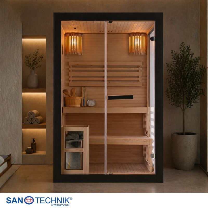 Sanotechnik - PANORAMA BLACK Sauna für 2 Personen 130x120x200 cm