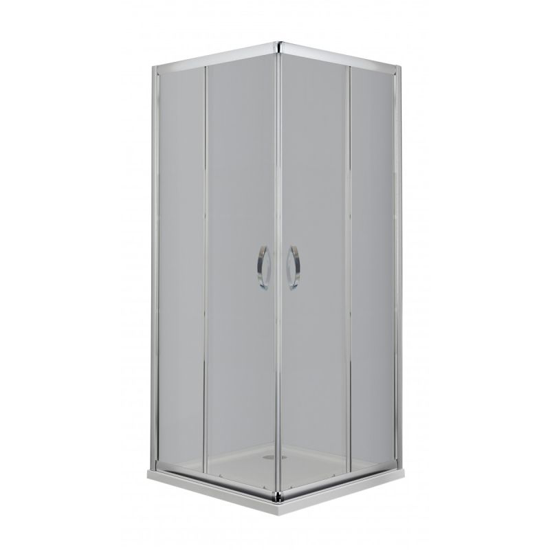 Sarokkabin két tolóajtóval, króm, matt üveggel