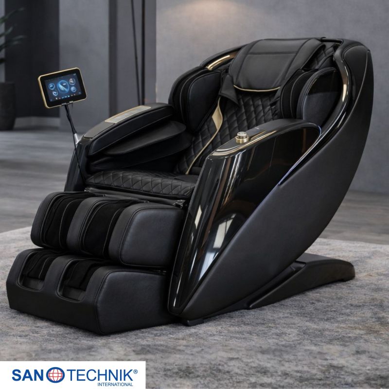 Sanotechnik - LUXORA Luksuzna masažna fotelja – Crna 76x159x115 cm