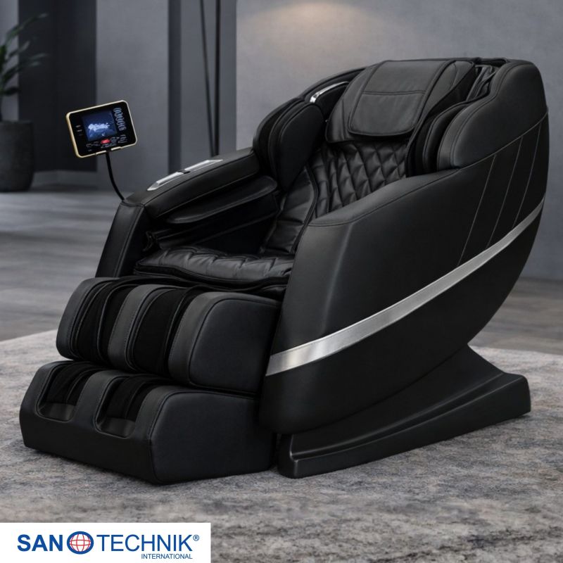Sanotechnik - VITALORA luksuzna masažna fotelja – Crna/Srebrna 74x147x108 cm