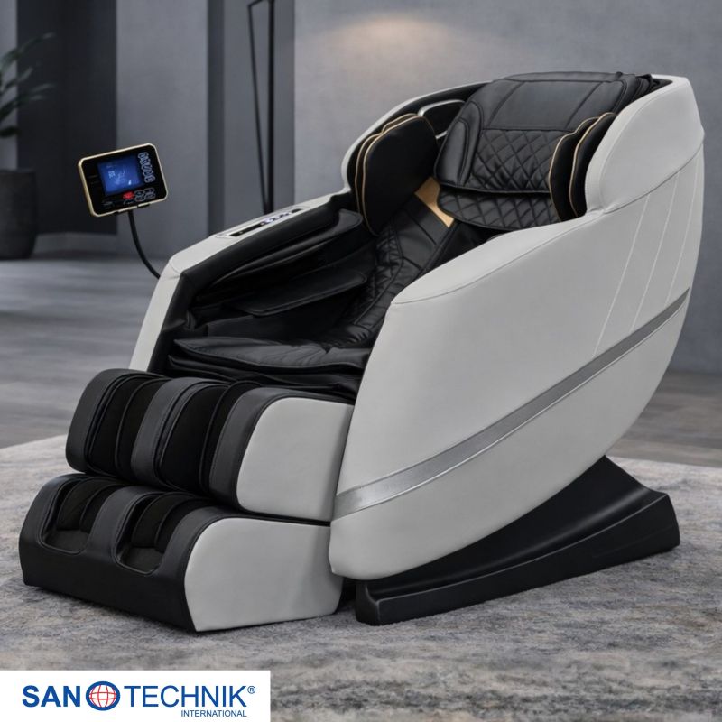 Sanotechnik - CALMORA luksuzna masažna fotelja – Bijela/crna 74x147x108 cm