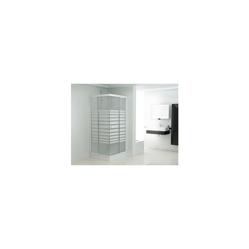 Sarokbejárat, 78-90x190cm-es csíkokkal, fehér