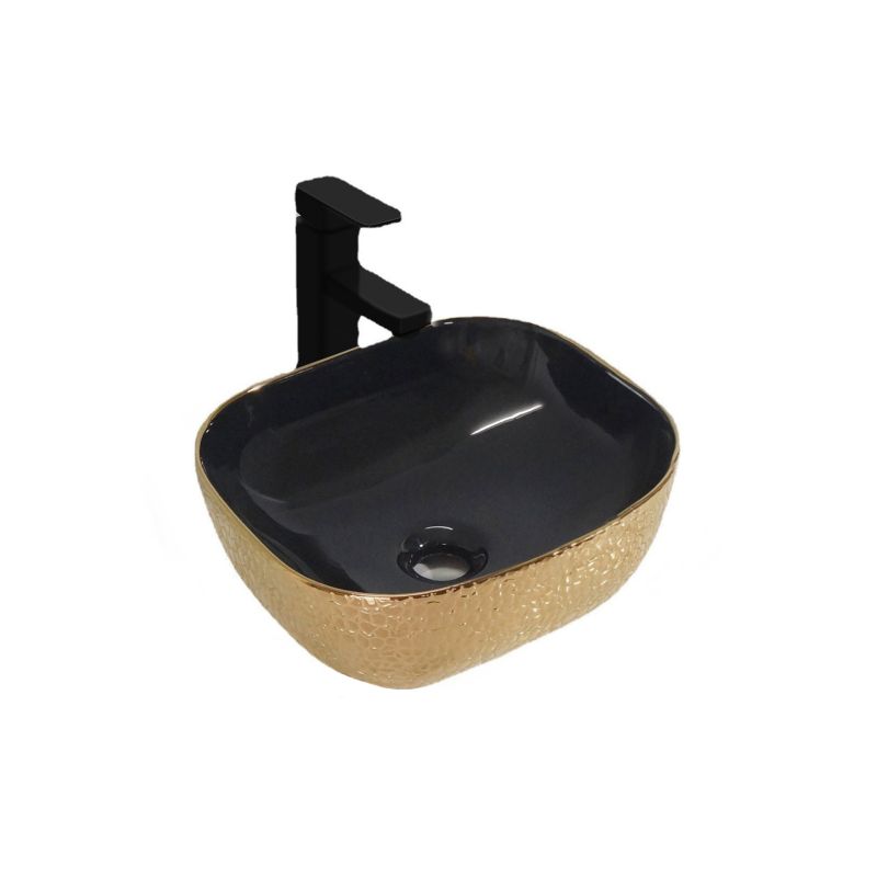 Kermik Aufbauwaschtisch schwarz/gold