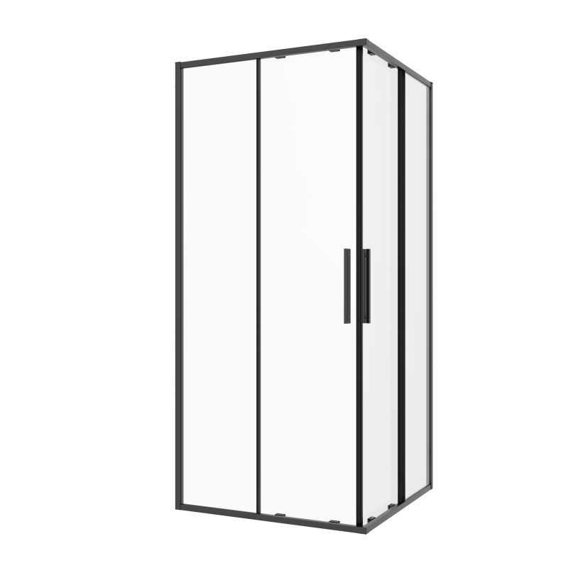 Eckdusche Schiebet.SLIMLINE 90x200cm schwarz Easy-Clean