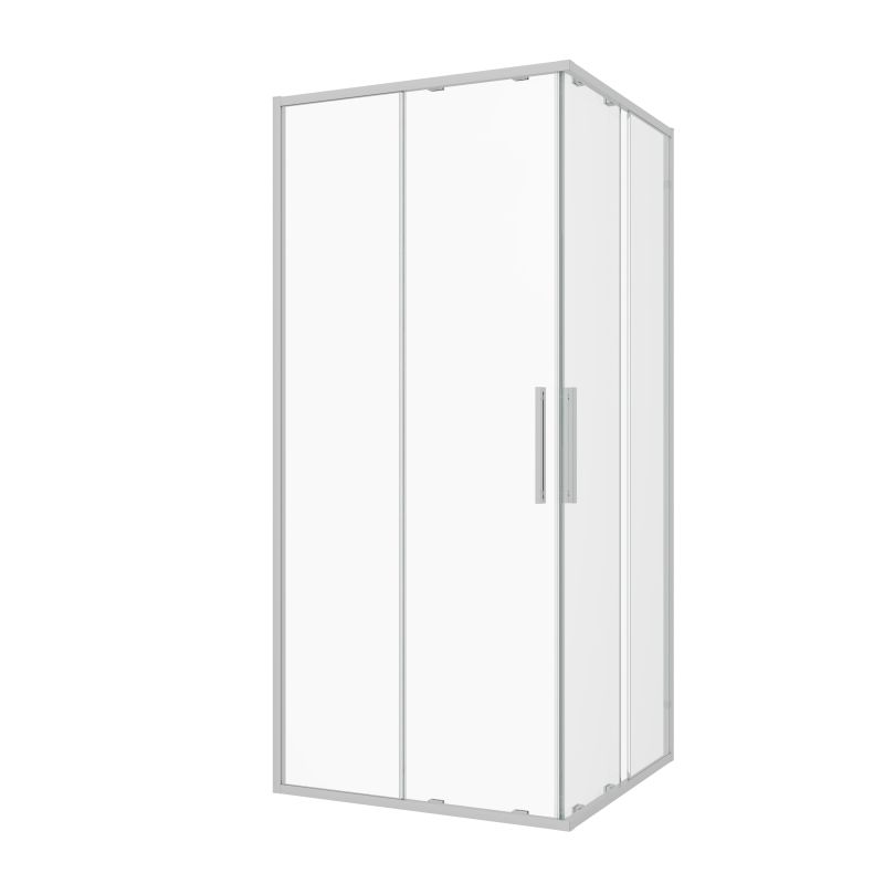 Sanotechnik - Eck-Duschkabine (Halb) chrome 100x200cm 6mm ESG Easy-Clean