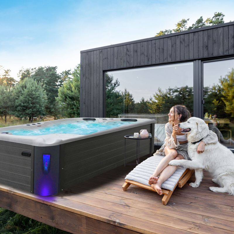 Sanotechnik - Zunanji masažni bazen MAURITSIUS - Beli marmor 210x160x90 cm