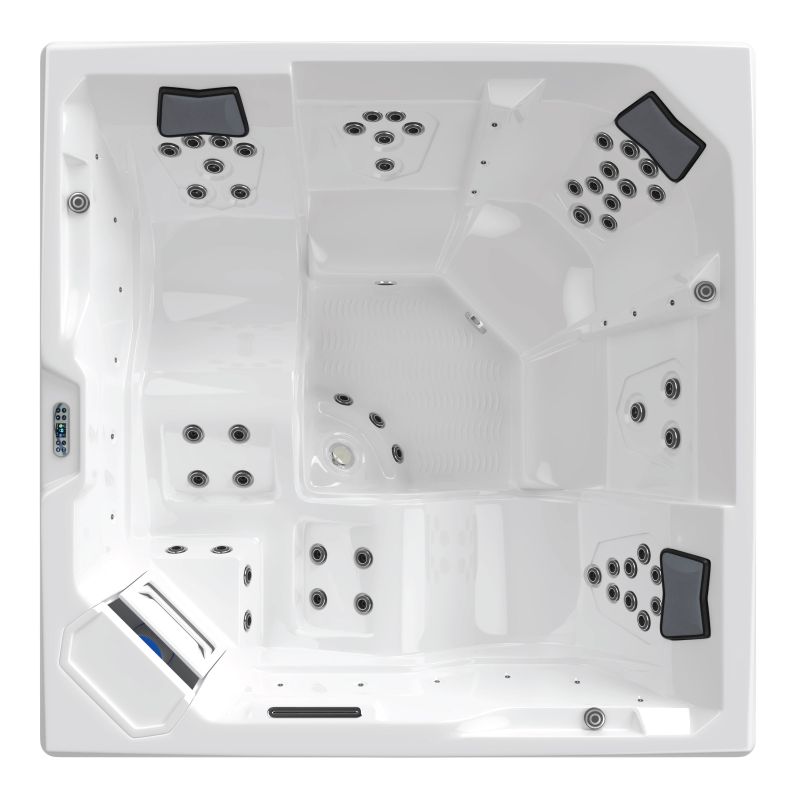 Sanotechnik - ROVINJ OUTDOOR WHIRLPOOL white inkl. Abdeckung und Stiege 210x210x90 cm