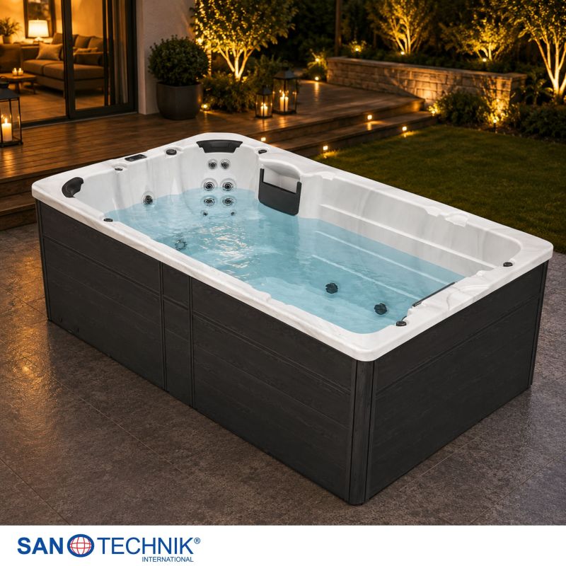 Sanotechnik - Plavalni masažni bazen IBIZA srebrno bel 400x228x131 cm