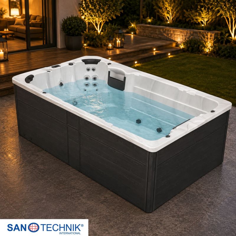 Sanotechnik - Plavalni masažni bazen IBIZA srebrno bel 400x228x131 cm