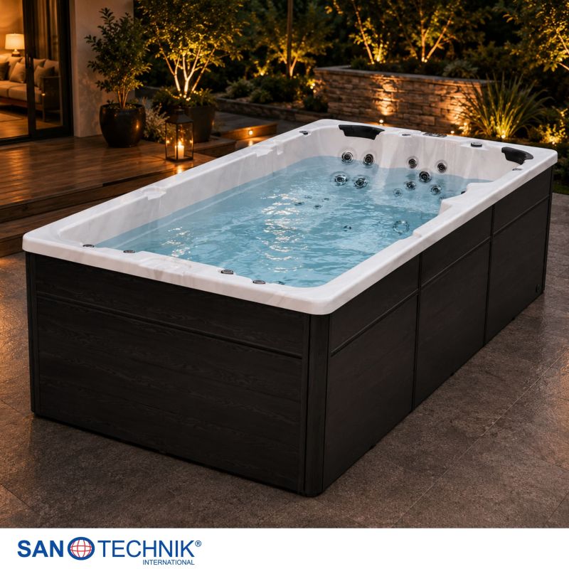 Sanotechnik - Plavalni masažni bazen MENORCA - Beli marmor 450x228x131 cm