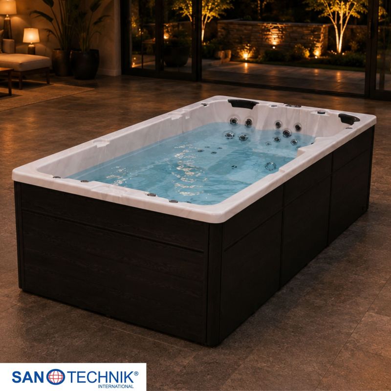 Sanotechnik - Plavalni masažni bazen MENORCA - Beli marmor 450x228x131 cm