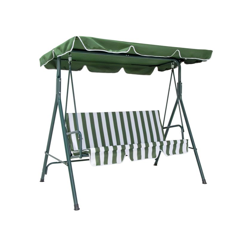 Sanotechnik - Hollywoodschaukel grün weiß gestreift 172x112x152 cm