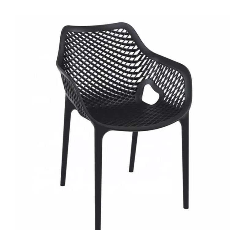 Črn zunanji stol z naslonom za roke