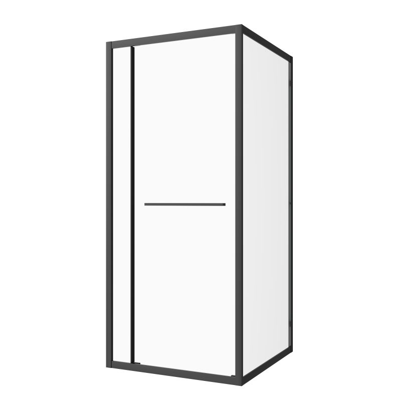 Sanotechnik - Eck-Duschkabine m Drehschiebetür schwarz 80x200 6mm ESG Easy-Clean/Easy-Mounting