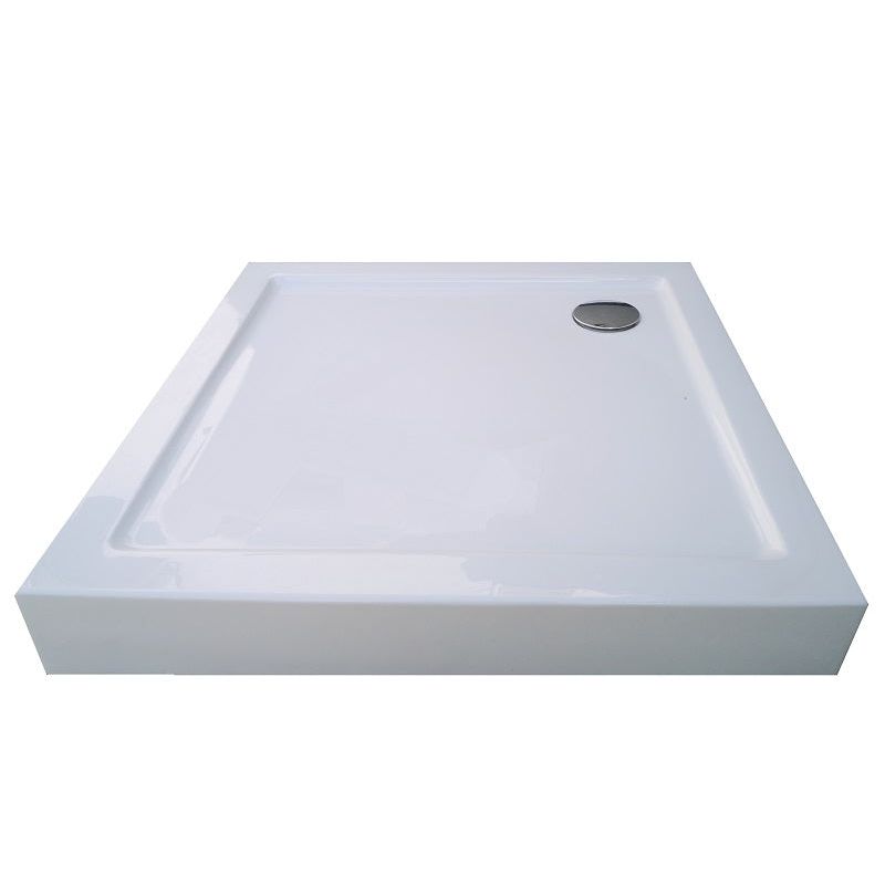 Sanotechnik - Eck-Brausetasse 80x80x12cm m.fixer Sch. weiß