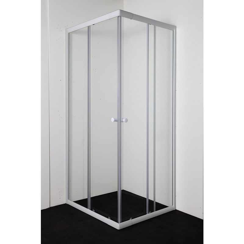 Eckeinstieg,weiß 78,5-90x190cm 4mm Glas
